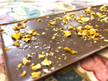 Load image into Gallery viewer, 38% Milk Chocolate w/ Orange &amp; Alaskan Sea Salt (Organic, Fair Trade Chocolate Bar)